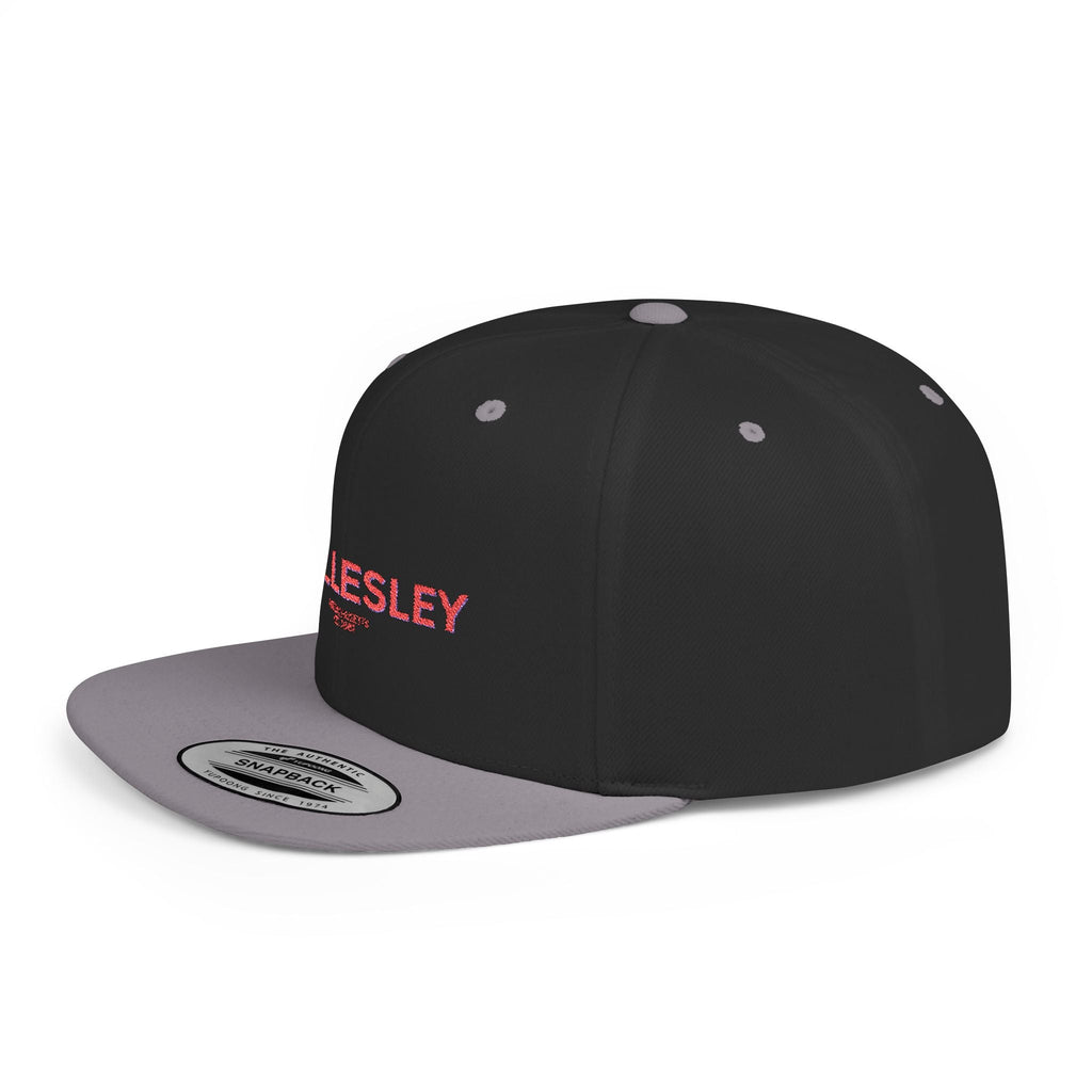 Wellesley Stylish Flat Bill Snapback Hat with Design, Perfect for Casual Outings, Streetwear, Gifts, Festivals, Everyday Wear