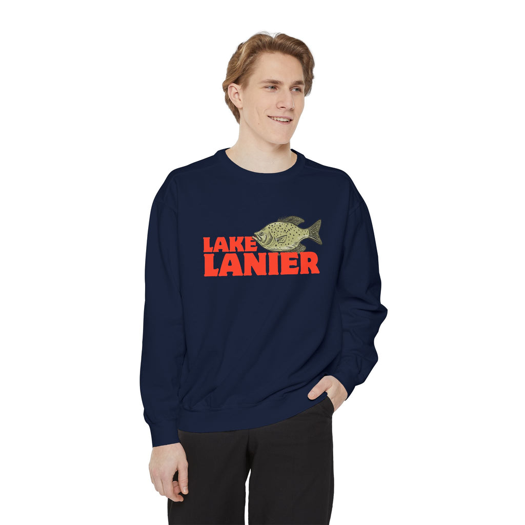 Lake Lanier Fish Sweatshirt | Unisex Garment-Dyed Apparel | Cozy Lake Life Gift, Relaxed Weekend Wear, Fishing Enthusiast Gear
