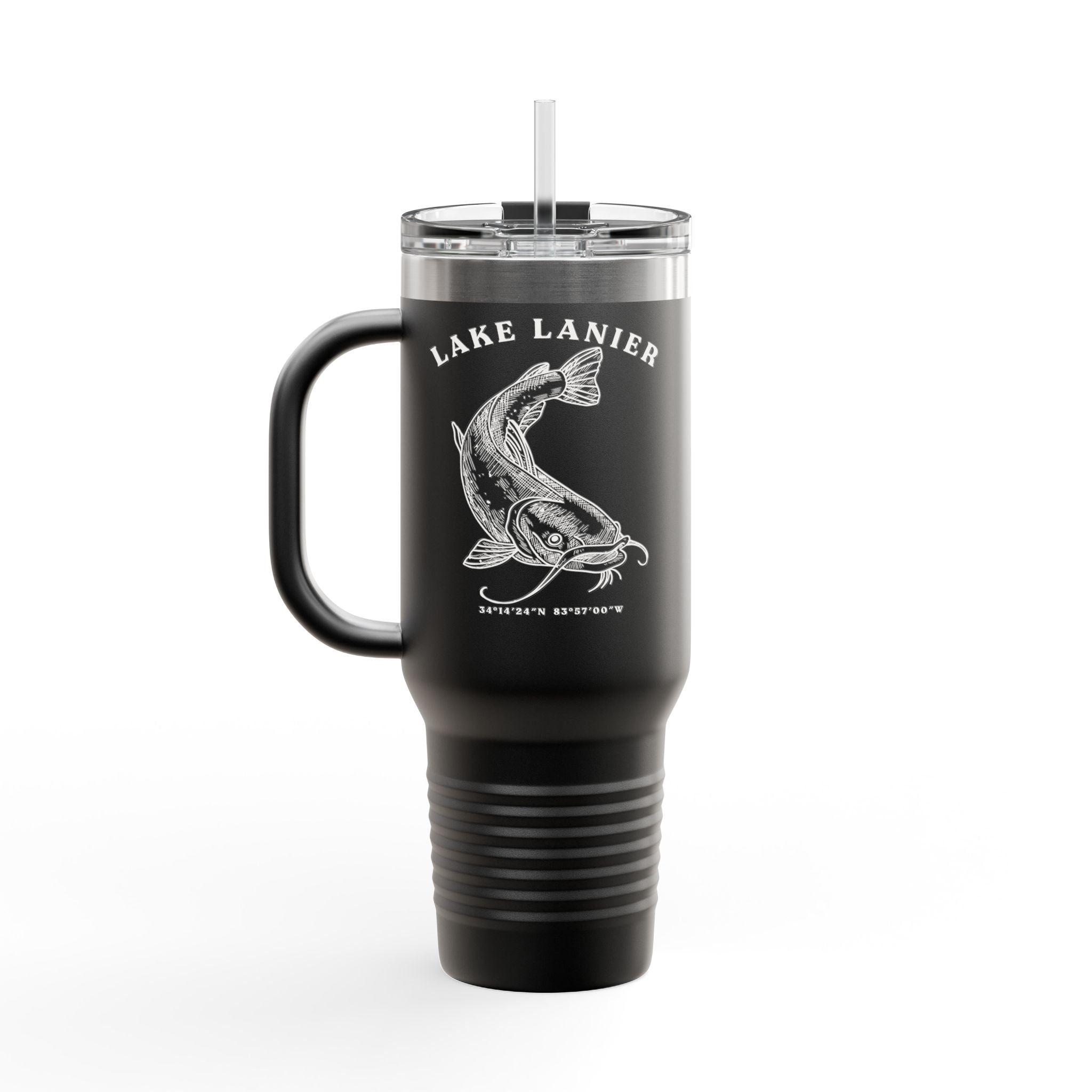 Lake Lanier Insulated Travel Mug, Summer Adventure Cup, Outdoor Coffee Tumbler, Fishing Gift, 40oz Drinkware